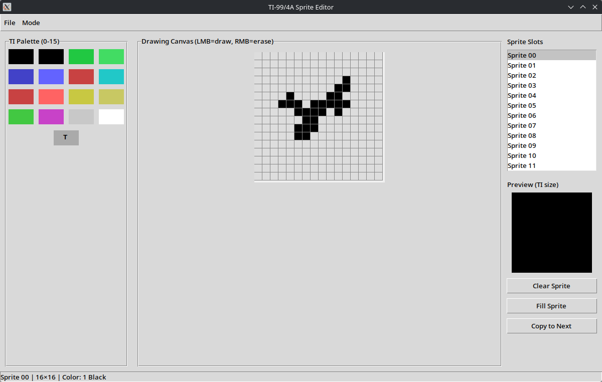 Early iteration of the TMS9918 Sprite Editor